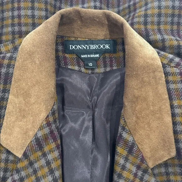 Vintage Tweed Blazer Donnybrook Brown Plaid Wool Jacket Size 10 - Picture 4 of 7